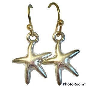 Silver Gold Starfish Earrings Sea Life Beach Island Nautical Plated DaintyDangle